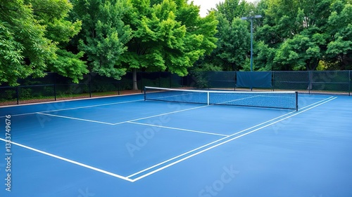 Wallpaper Mural Blue Tennis Court Outdoor Sports Summer Recreation Green Trees Torontodigital.ca