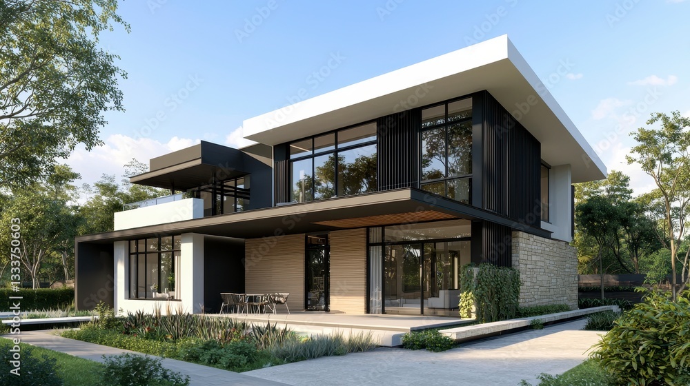 Modern Architectural Design of Contemporary House with Garden View Modern Architectural Design of Contemporary House with Garden View
