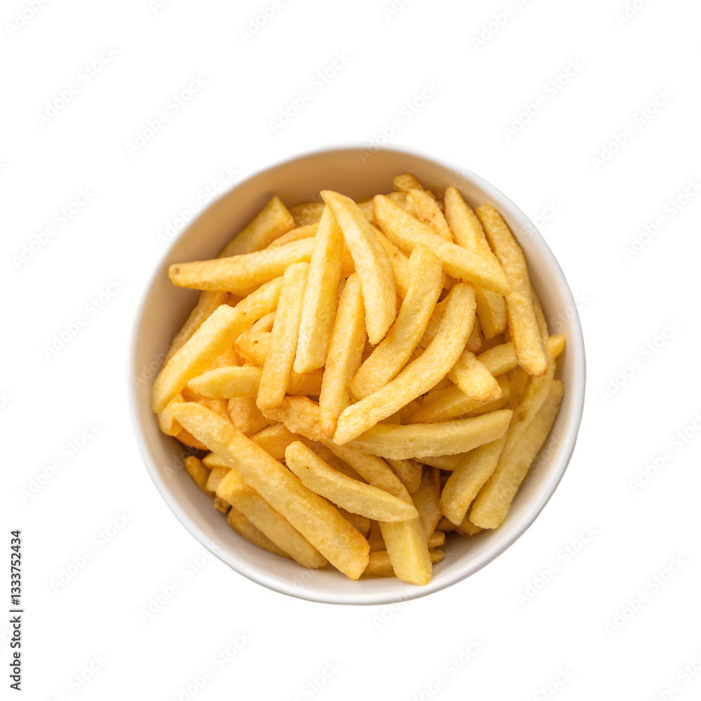 French fries in bowl isolated on transparent background French fries in bowl isolated on transparent background