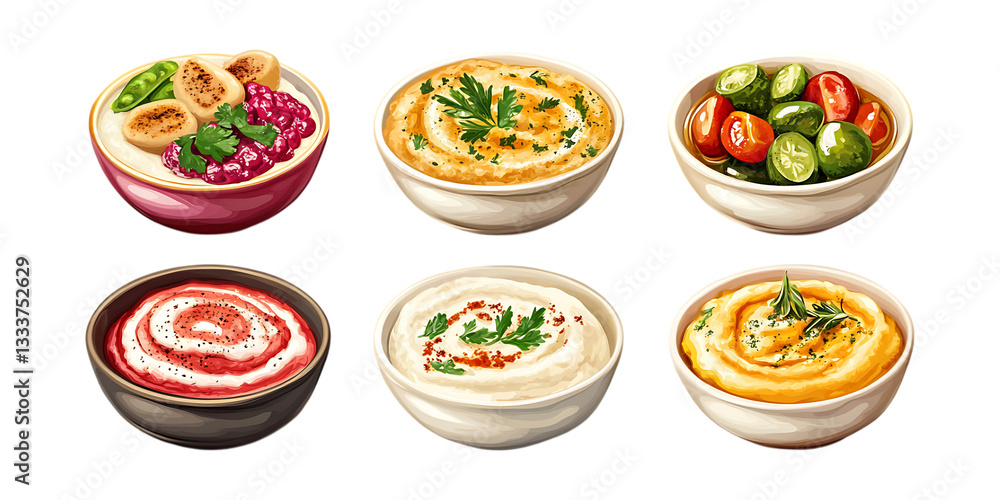 Pack Hummus Set Against Transparent Background for Food Branding, Mediterranean Promotion, or Culinary Design Projects Pack Hummus Set Against Transparent Background for Food Branding, Mediterranean Promotion, or Culinary Design Projects