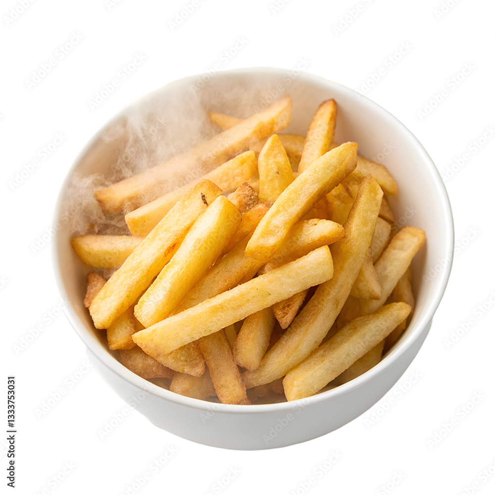 French fries in bowl isolated on transparent background French fries in bowl isolated on transparent background