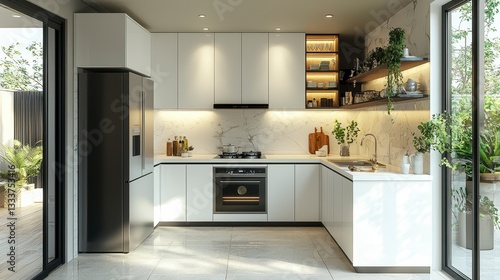 Wallpaper Mural Modern Minimalist Kitchen Design with Bright Natural Light Torontodigital.ca