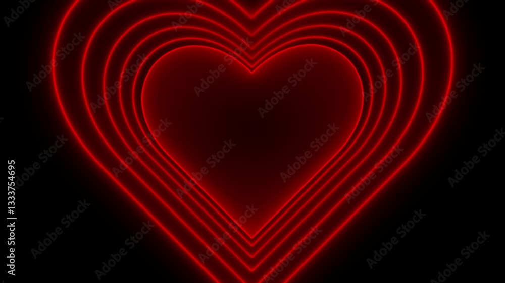 Valentine or wedding day love heart tunnel animation or overlay with glowing neon effect in blue and pink, concepts, ideas, 4K, transparent background with alpha channel, seamless loop able element