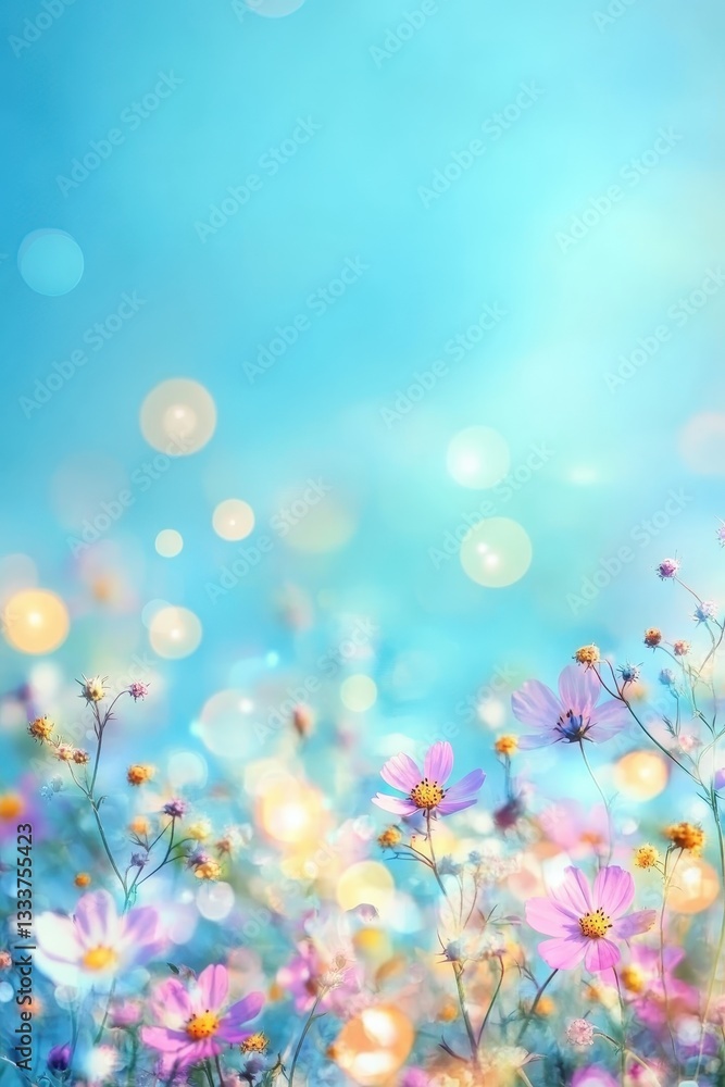 Obraz premium Enchanted Meadow: A Dreamlike Cosmos Bloom