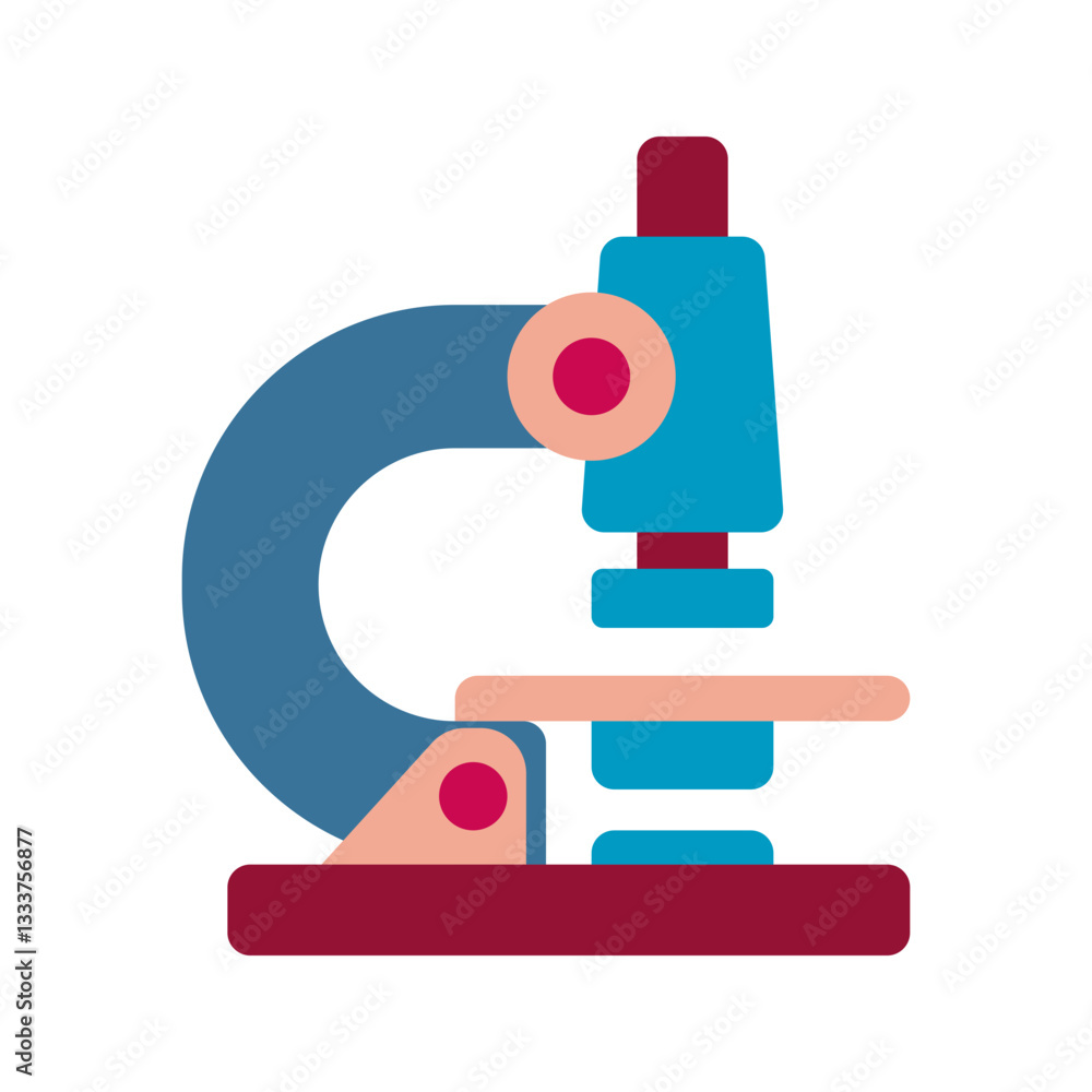 Microscope Flat design style, blue and red microscope, great for biology, medical research, and laboratory experiment illustrations. Microscope Flat design style, blue and red microscope, great for biology, medical research, and laboratory experiment illustrations.