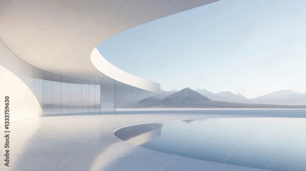 Modern Minimalist White Architecture with Mountain View Modern Minimalist White Architecture with Mountain View