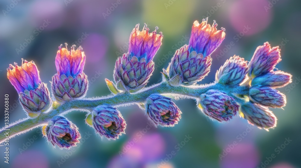 Vibrant Blooming Flowers with Soft Colorful Petals and Focal Light