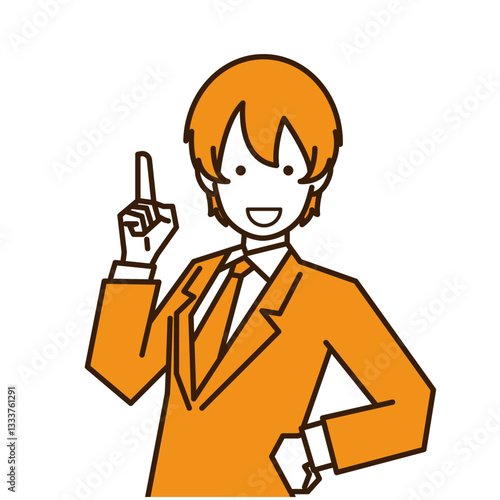 人差し指をたててチェックを促すビジネスマン・会社員