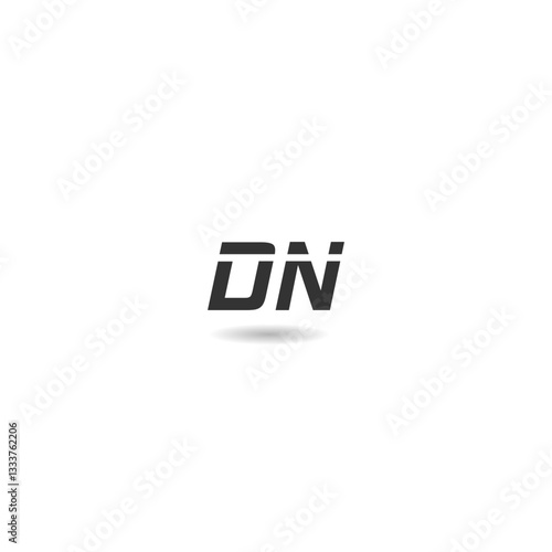 Letter DN logo icon design with shadow