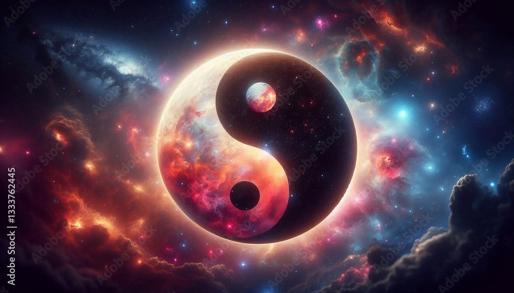 Fototapeta premium Yin-yang against the backdrop of space