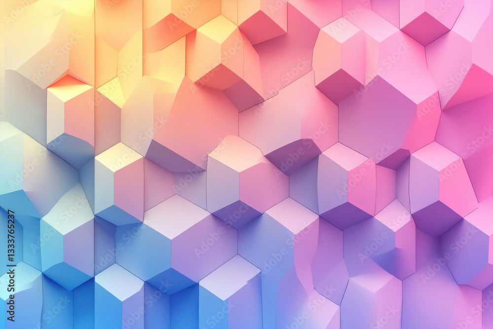 Obraz premium A Mesmerizing Landscape Of Pastel-hued Geometric Forms, A Vibrant Symphony Of Color And Shape In A Soft, Dreamy Light Isolated on Transparent Background