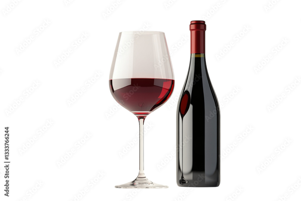 A Rich Red Wine, Elegantly Poured, Ready To Be Savored, Against A Bright Isolated on Transparent Background A Rich Red Wine, Elegantly Poured, Ready To Be Savored, Against A Bright Isolated on Transparent Background