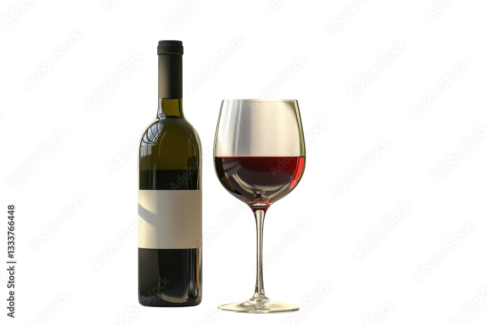 A Rich Red Wine Poured Into A Crystal Glass Alongside Its Bottle, Promising An Evening Of Relaxation And Sophisticated Enjoyment With Soft, Warm Lighting Isolated on Transparent Background A Rich Red Wine Poured Into A Crystal Glass Alongside Its Bottle, Promising An Evening Of Relaxation And Sophisticated Enjoyment With Soft, Warm Lighting Isolated on Transparent Background