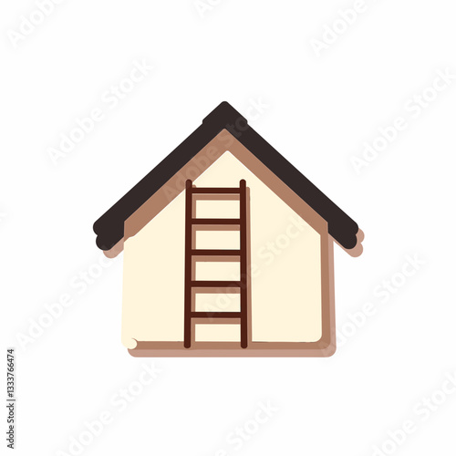 Roof ladder illustration on white background, construction concept