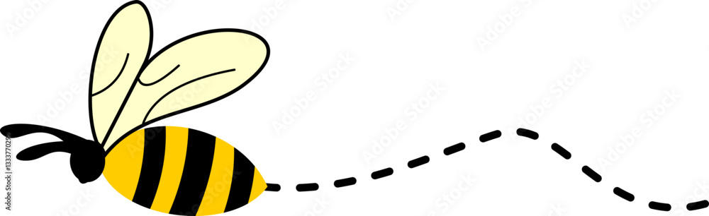Bee with dotted line Bee with dotted line