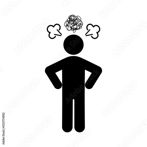 angry person icon. headache icon. frustration, furious symbol. flat vector illustration design. 