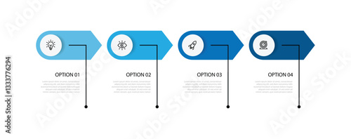 Business template infographic. 4 step process infographic template with icons can be used for workflow, schedule and web graphic design 