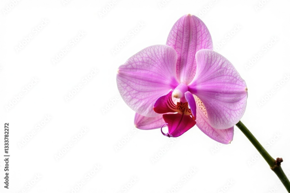Delicate orchid stem isolated on white background, floral, nature