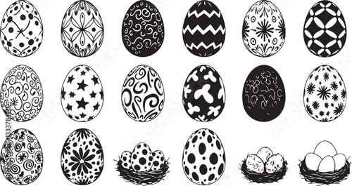 Set of Easter eggs icons. Easter day silhouette. Vector illustration