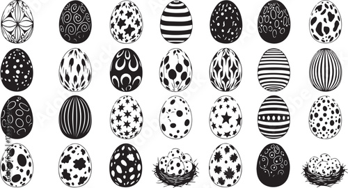 Set of Easter eggs icons. Easter day silhouette. Vector illustration