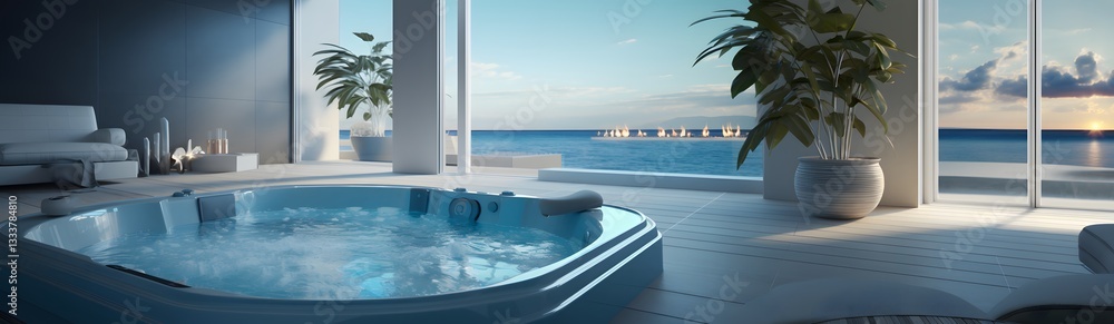 Fototapeta premium bathtub or pool with jacuzzi