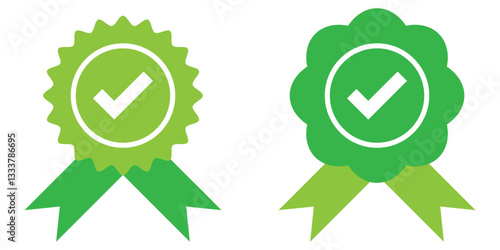Guaranty certificate medal with approved check mark, vector icon. Medal icon. Flat icon, vector illustration. EPS 10.