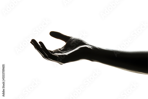 Isolated Dark Silhouette Hand Reaching Outward
