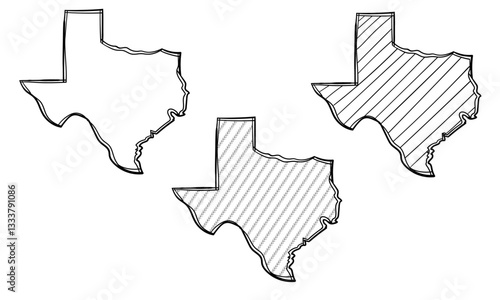 Hand Drawn Texas Map Doodle