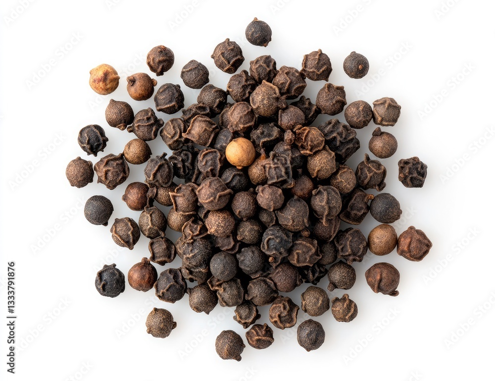 Pile of whole peppercorns on white background Pile of whole peppercorns on white background