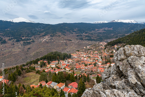 Obraz na płótnie Elati village view from red rock, Trikala, Greece w salonie