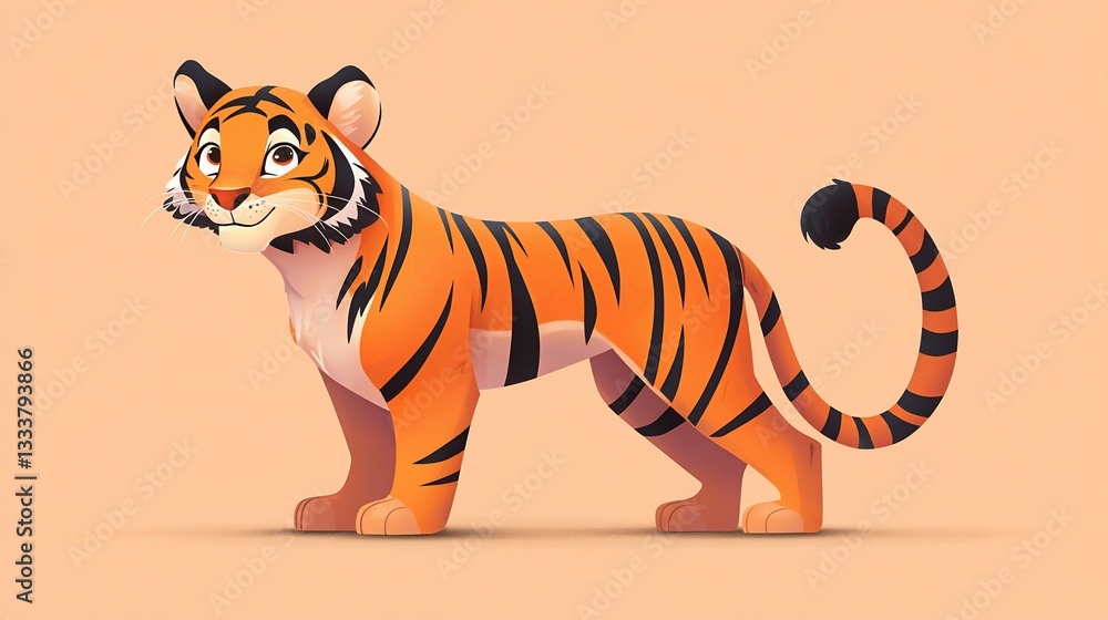 Fototapeta premium Cute cartoon tiger illustration