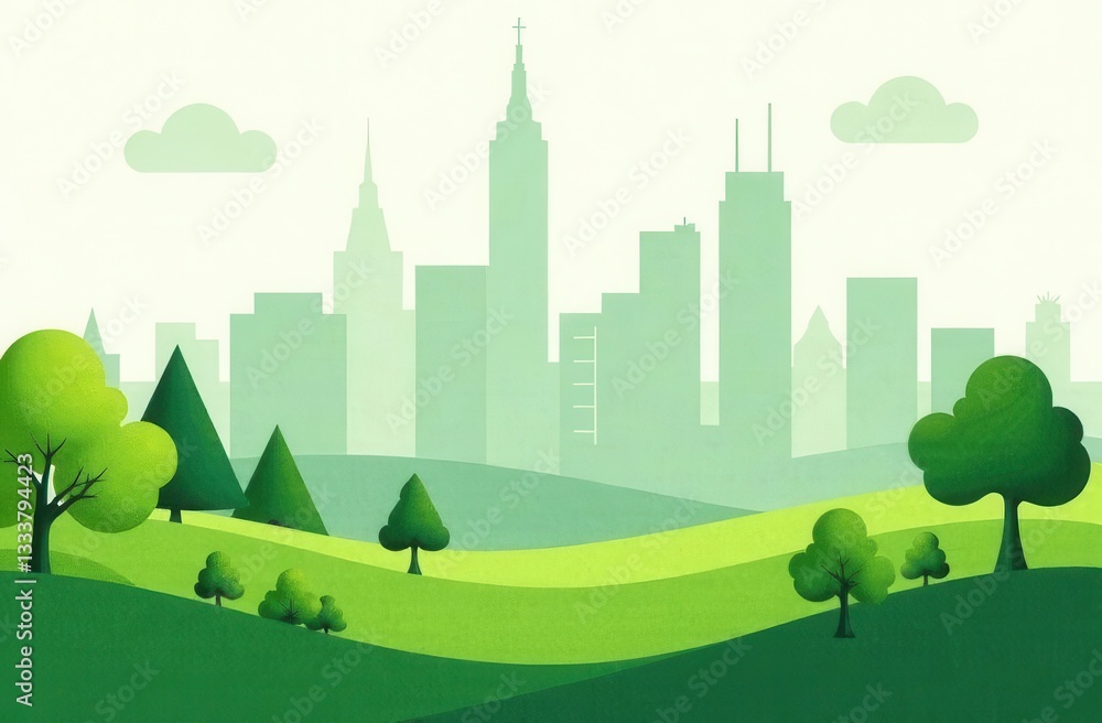 Fototapeta premium Sustainable cityscape and nature harmony for eco-friendly design projects