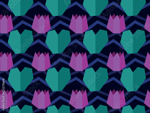 Lotos, nelumbo,  lotus, water lilly flower.  Pond, lake. Seamless vector pattern for design and decoration.