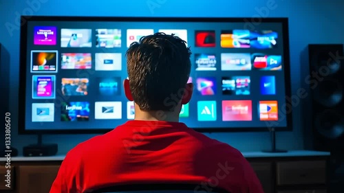 Cozy Evening Watching Streaming Apps on TV