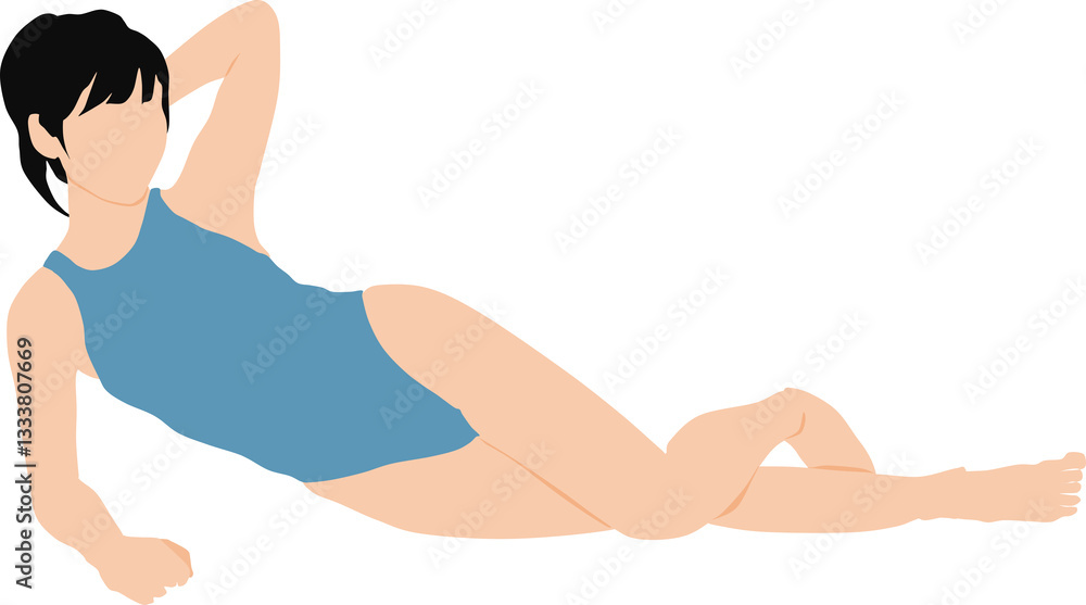 Fototapeta premium ポーズをとる水着を着た女性のイラスト