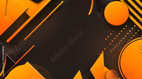 An energetic orange and black background with sharp abstract geometric shapes, illustrating contemporary design and creativity.