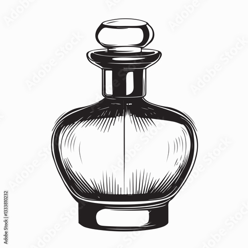 Perfume Bottle With Cap Vectors. Elegant Perfume Bottle Vector on white background.