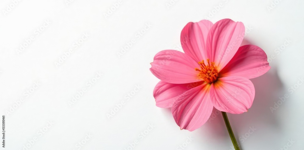 Fototapeta premium Single flower on a white background with subtle texture, flowers, petals, isolated