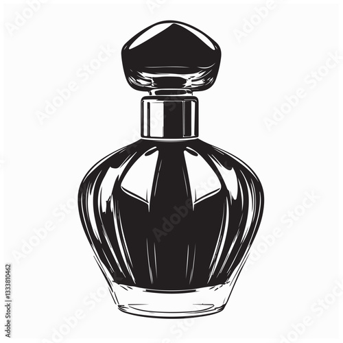 Perfume Bottle With Cap Vectors. Elegant Perfume Bottle Vector on white background.