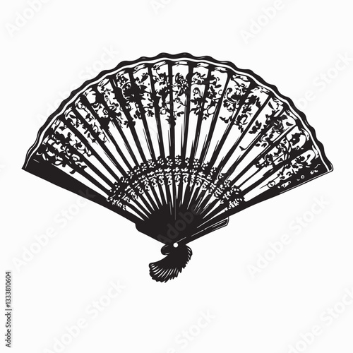 Chinese Fans Vector Image. Elegant Chinese folding fans floral pattern handheld fans 