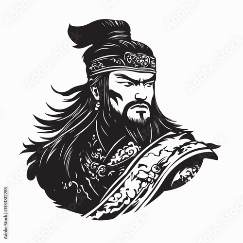 Genghis khan vector illustration Isolated on white background.