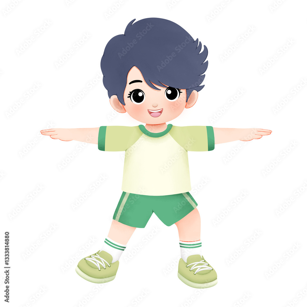 kid exercising activity watercolor illustration kid exercising activity watercolor illustration