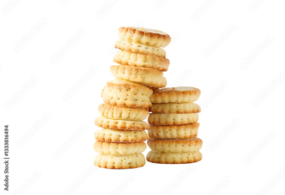 Stacked short pastry cookies isolated on transparent background Stacked short pastry cookies isolated on transparent background