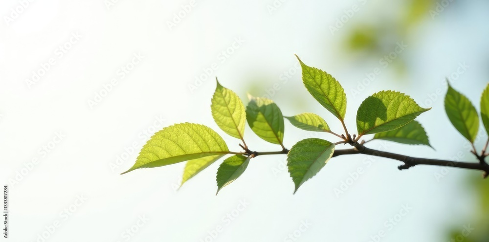 Single isolated branch on white background with subtle light reflection, isolated branch, natural Single isolated branch on white background with subtle light reflection, isolated branch, natural