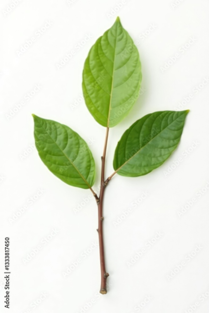 Single isolated branch on white background with subtle texture, isolated, wooden, nature