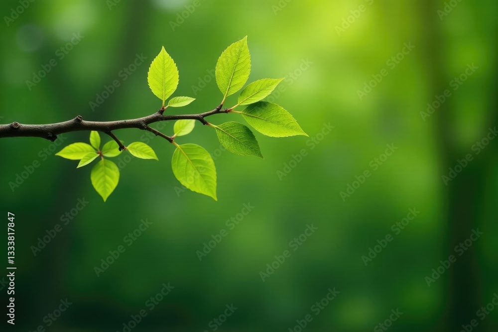 Single isolated branch with brown trunk and leaves, branch, forest, tree trunk Single isolated branch with brown trunk and leaves, branch, forest, tree trunk