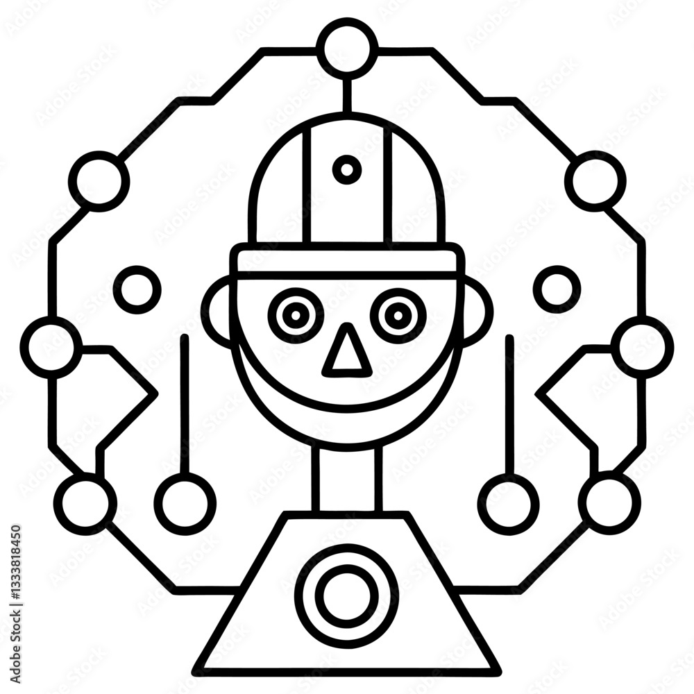 Naklejka premium Modern Artificial Intelligence Symbols for Digital and Tech Projects 