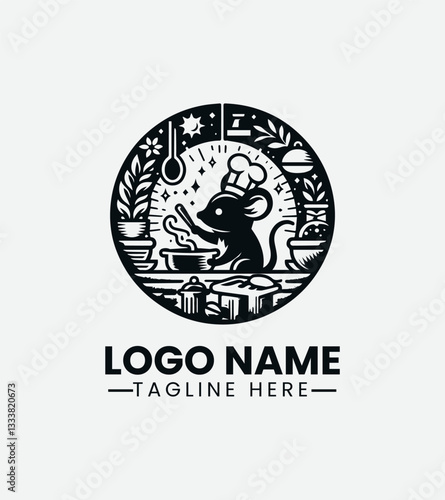 Chef Mouse Logo Design, Cooking Rat Logo