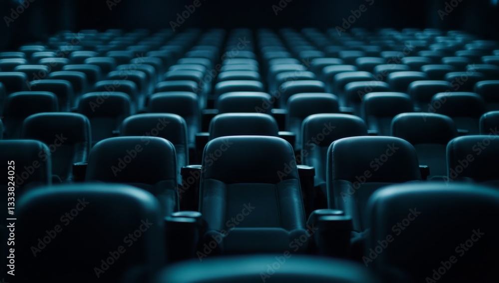 Empty movie theater seats in rows Empty movie theater seats in rows