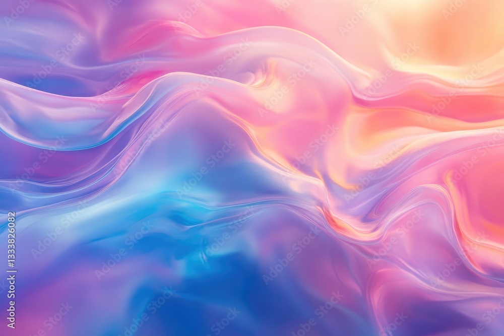 Fototapeta premium Abstract multicolored flowing waves create a dreamy soft aesthetic